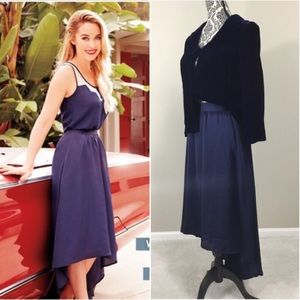 LC Lauren Conrad High Lo Chiffon Skirt Navy Blue XL